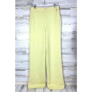 St. John Sport Essentials Women’s Medium Yellow Wool Blend Knit Wide Leg Pants